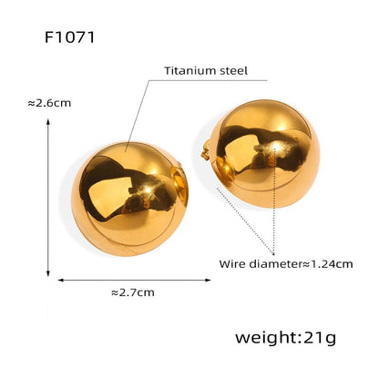 Titanium Steel Gold Earrings for Women United States Simple Round Design - a Stylish You titanium steel gold united