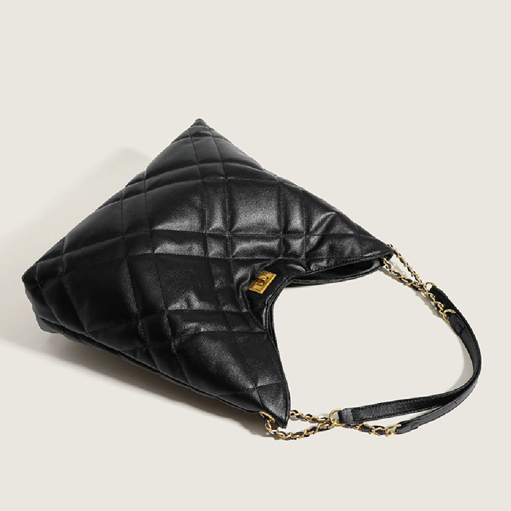 Classic Style Rhombus Urban Shoulder Bag with Large Capacity Genuine Leather Chain - classic style rhombus large