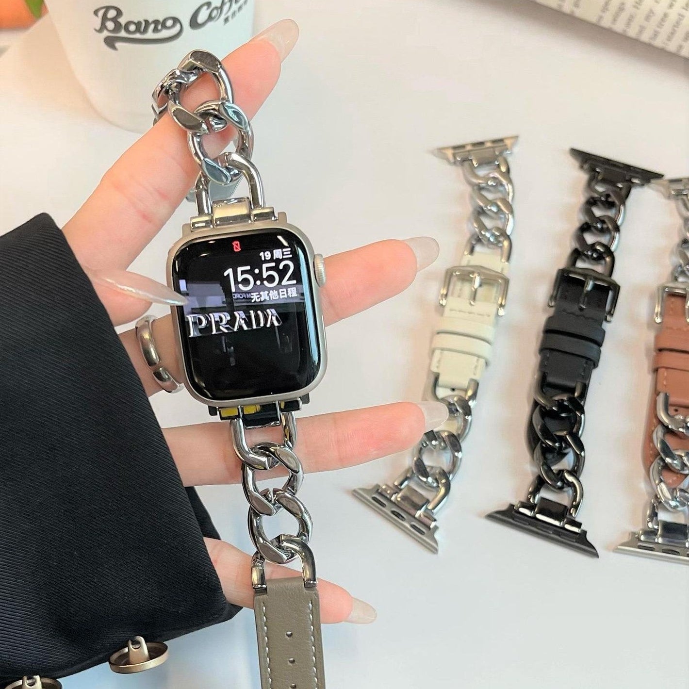 Classic style watch strap for iWatch 8 7 41mm in various colors - Style Watch Strap Leather and Chain classic