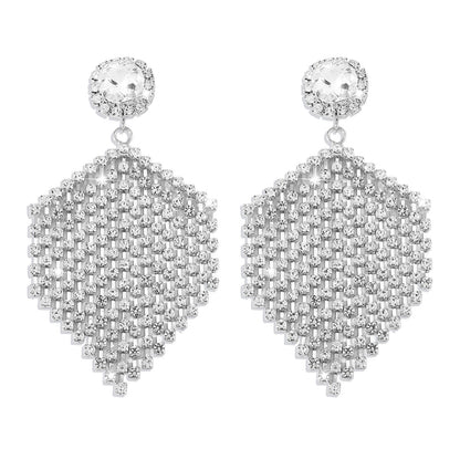 Electroplated Gold and White Claw Chain Earrings with Geometric Design - That Swing Like Your Ex’s Drama united states