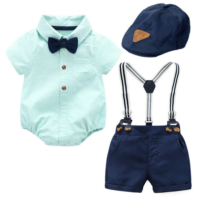 United States Short Sleeve Cotton Jacket with Detachable Cap and Triangle Climbing Style - Tiny Gentlemen in Rompers
