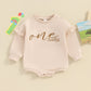 Clothes For Babies Alphabet Embroidery Jumpsuit Long Sleeve Romper - Baby Long Sleeve Alphabet Embroidery Jumpsuit