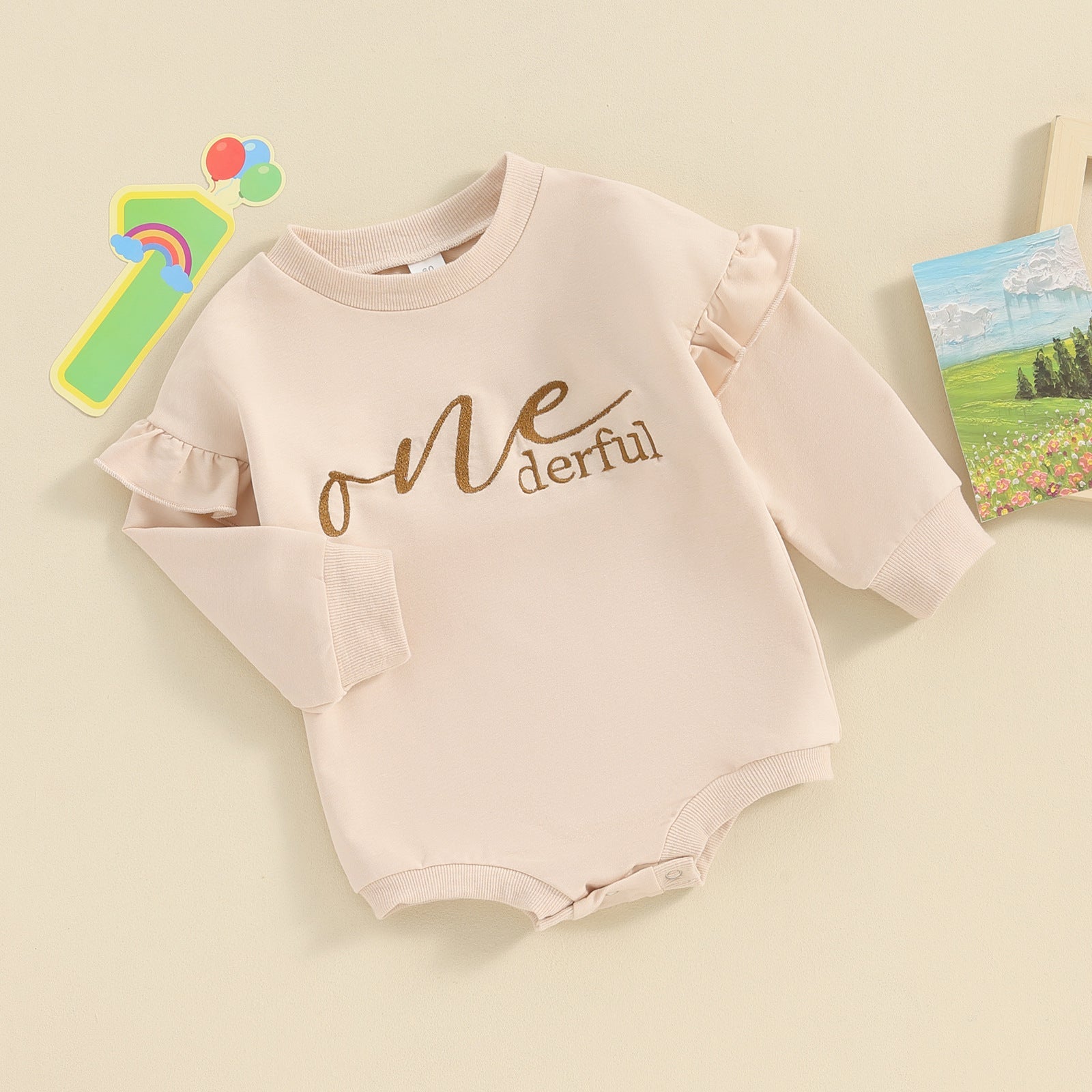 Clothes For Babies Alphabet Embroidery Jumpsuit Long Sleeve Romper - Baby Long Sleeve Alphabet Embroidery Jumpsuit