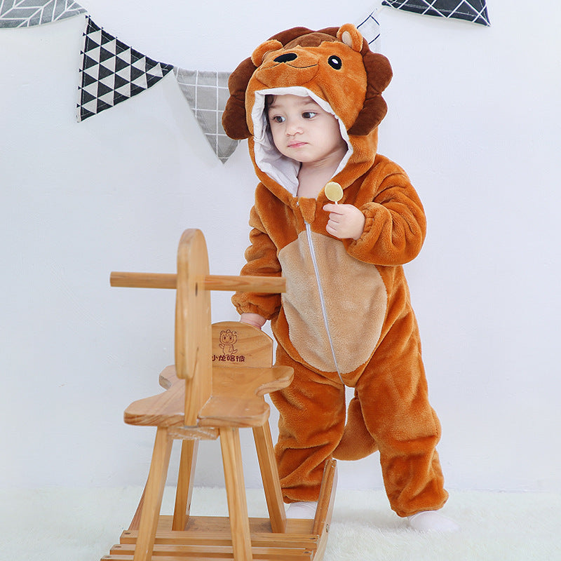 Clothes For Babies Autumn 3-year-old Baby Animal Jumpsuit Flannel Romper European And American Children’s Wear