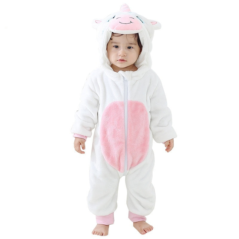 Clothes For Babies Autumn 3-year-old Baby Animal Jumpsuit Flannel Romper European And American Children’s Wear