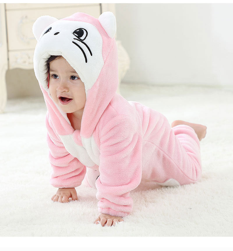 Clothes For Babies Autumn 3-year-old Baby Animal Jumpsuit Flannel Romper European And American Children’s Wear