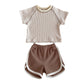 Light Beige Unisex Baby Pants Suitable for the United States Market - Outfit with Short Sleeve Fun in Sun united states