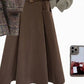Coffee Coat and Sweater Three-Piece Sets with Black Skirt or Brown - Teleplus black skirt brown sweater coffee coat