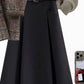 Coffee Coat and Sweater Three-Piece Sets with Black Skirt or Brown - Teleplus black skirt brown sweater coffee coat