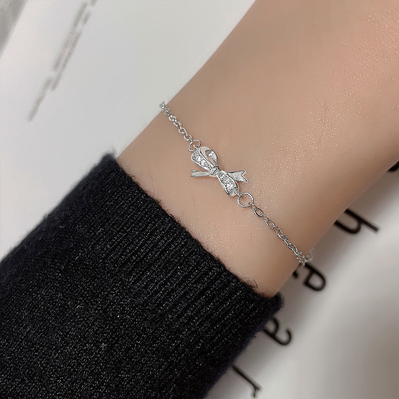 Cold Light Luxury Personalized Girlfriends Diamond Bow Bracelet - Cold Light Luxury Personalized Bow Bracelet