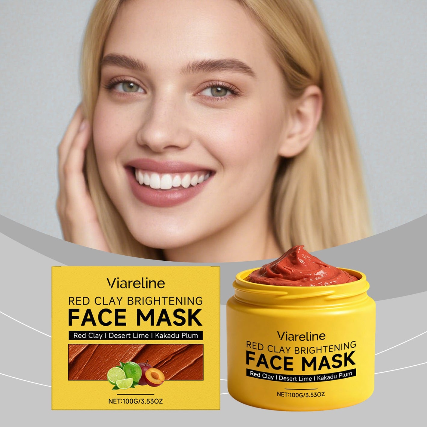 Collagen Clay Face Mask with Lemon and Valleya Extract for Glowing Skin