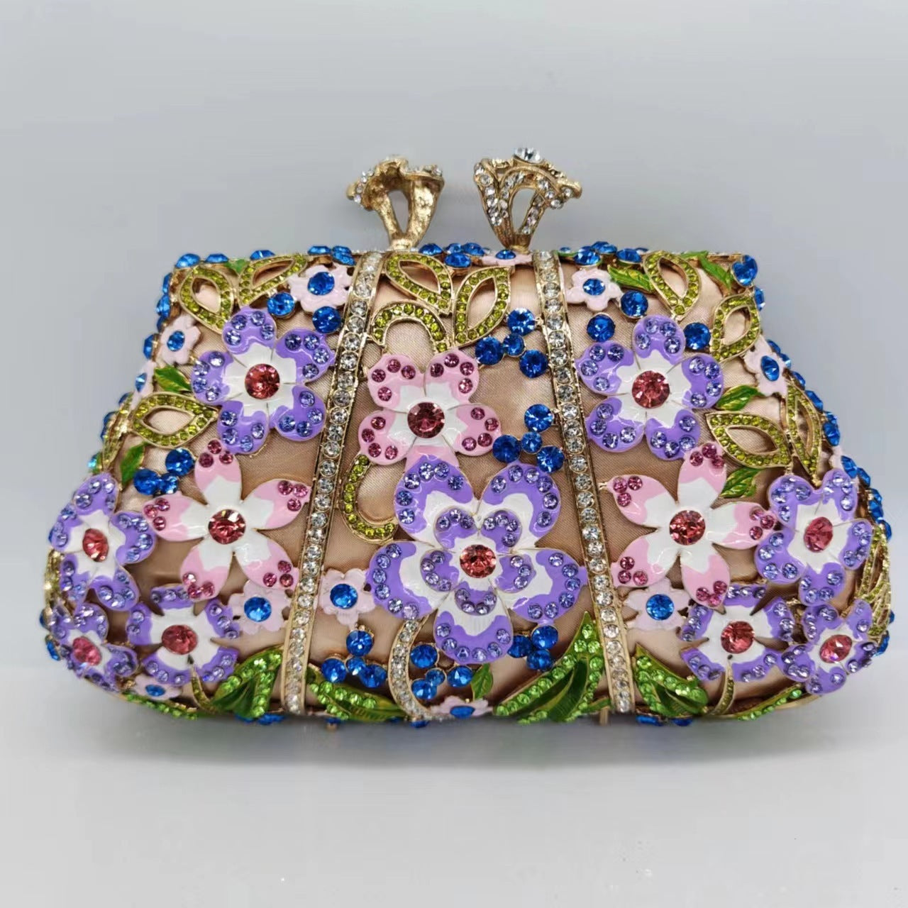Color Flower Clutch with Dripping Oil Diamond Embellishments for Evening - Teleplus dripping oil diamond evening bag