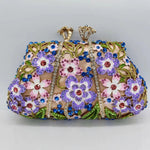 Color Flower Clutch with Dripping Oil Diamond Embellishments for Evening - Teleplus dripping oil diamond evening bag