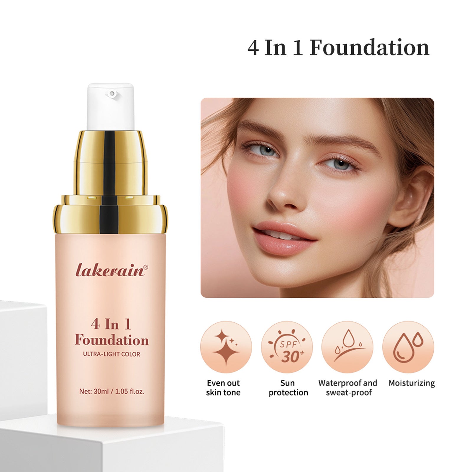 Color Lakerain 4-in-1 Multifunctional Liquid Foundation for Flawless Skin - Teleplus multifunctional liquid foundation