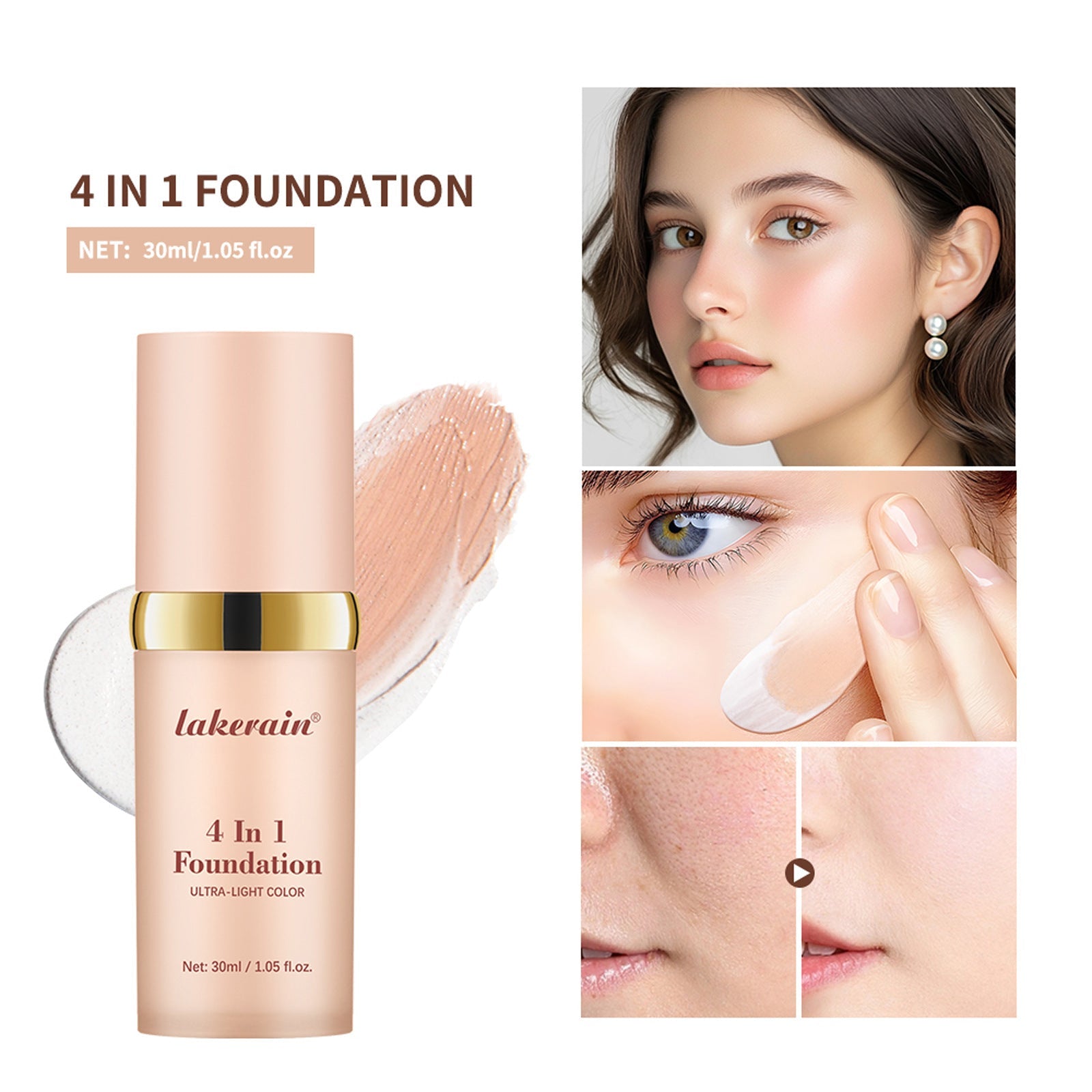 Color Lakerain 4-in-1 Multifunctional Liquid Foundation for Flawless Skin - Teleplus multifunctional liquid foundation