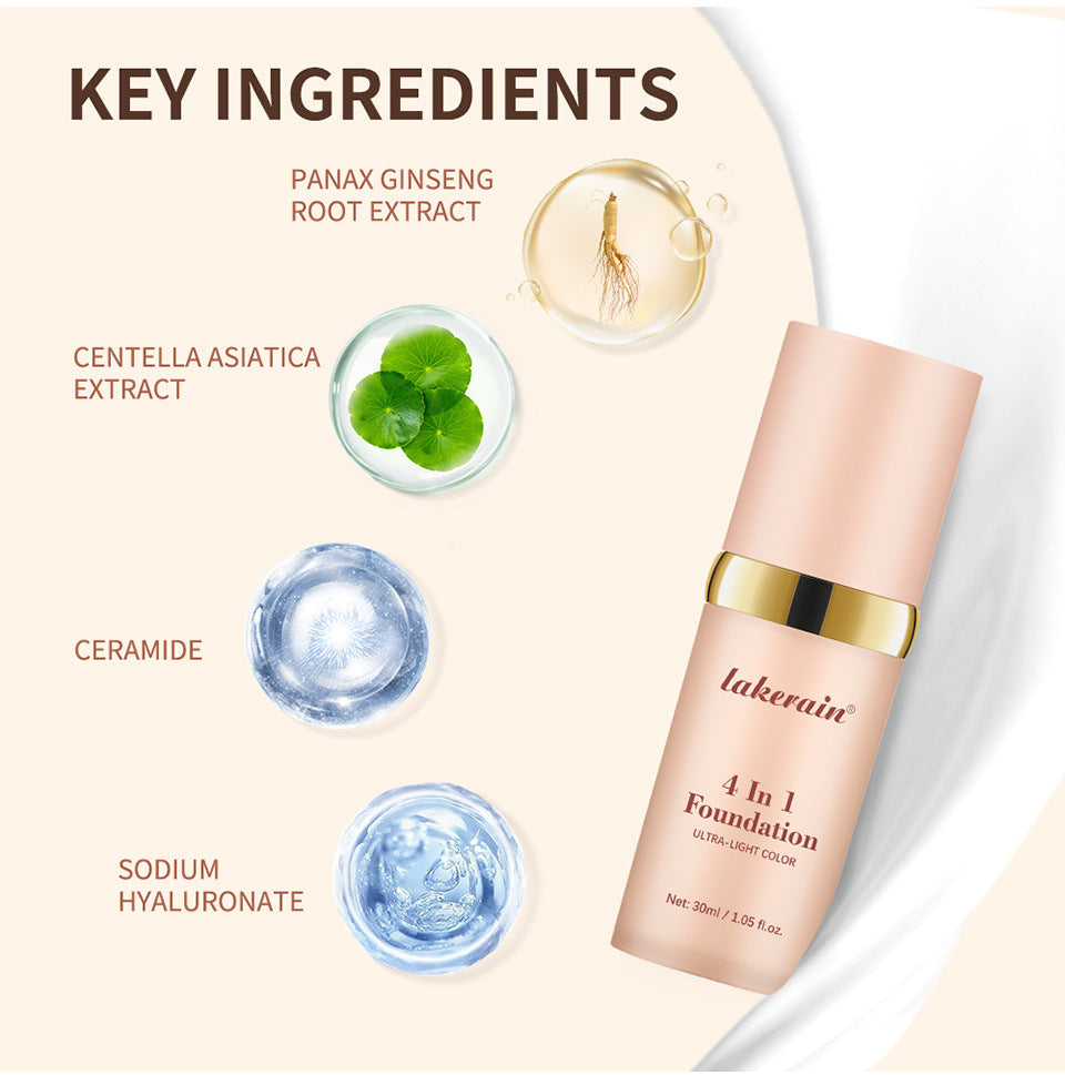 Color Lakerain 4-in-1 Multifunctional Liquid Foundation for Flawless Skin - Teleplus multifunctional liquid foundation