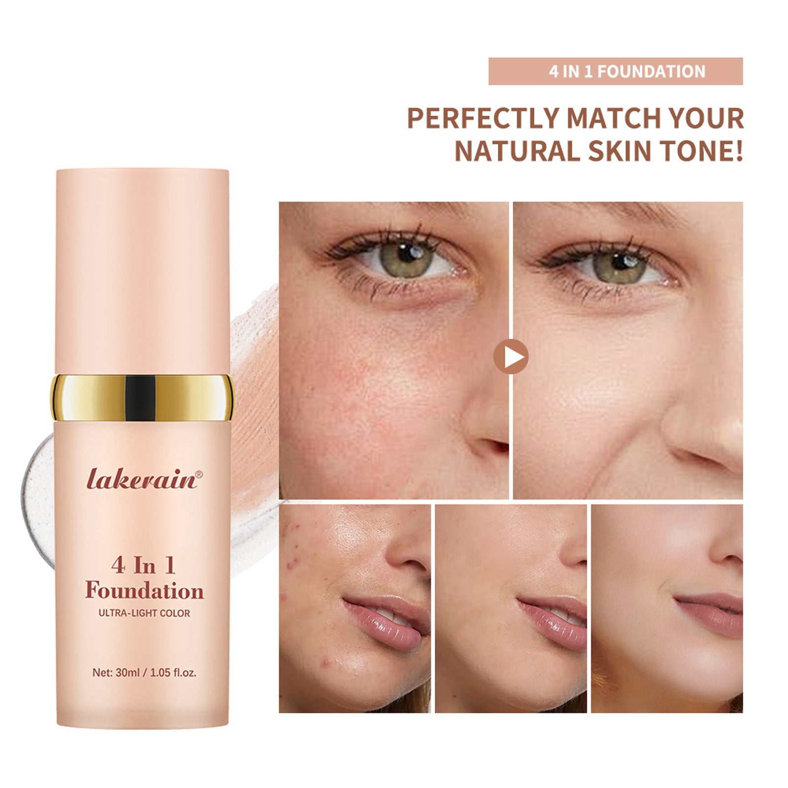 Color Lakerain 4-in-1 Multifunctional Liquid Foundation for Flawless Skin - Teleplus multifunctional liquid foundation