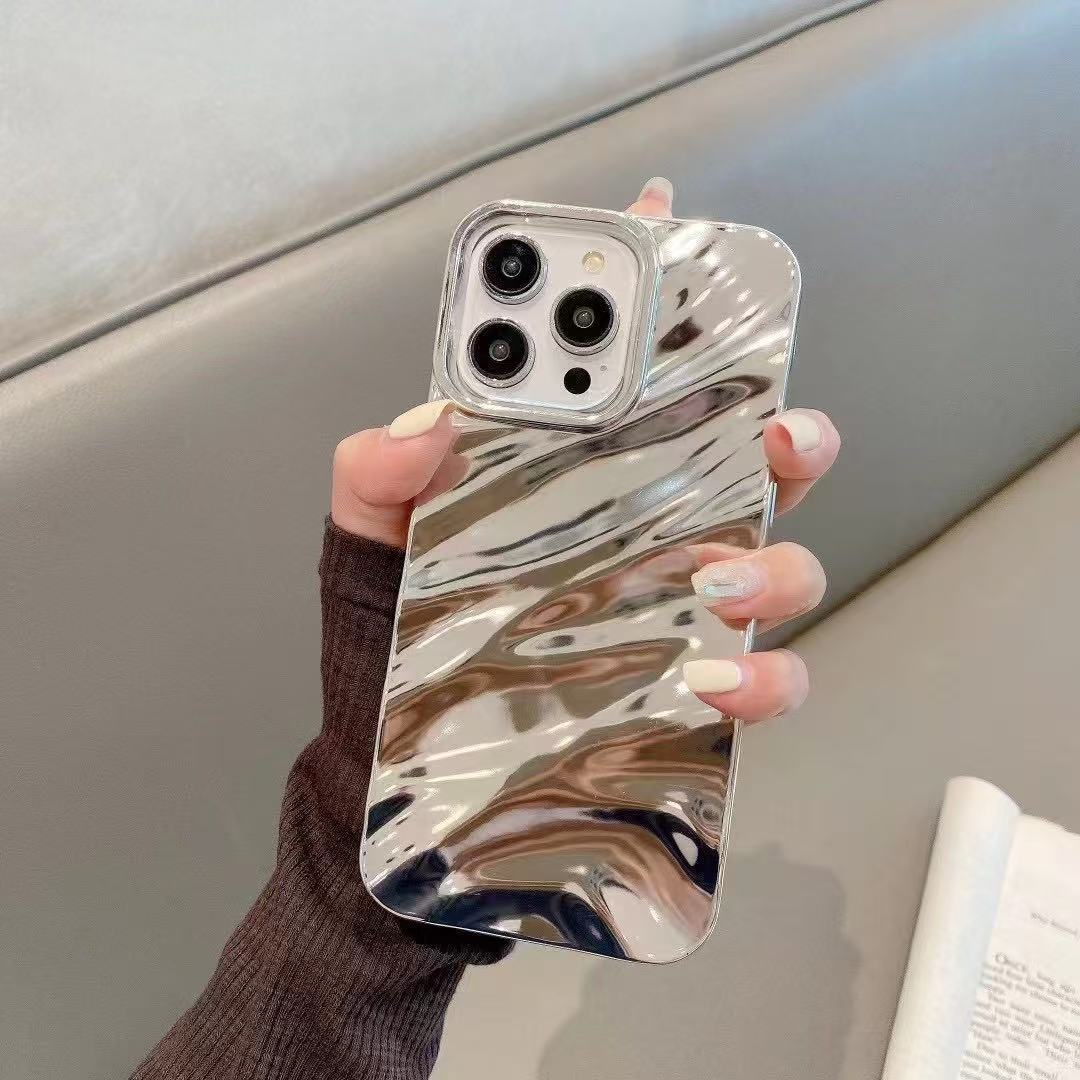 Color Wave Pleated Phone Case with Pattern for Apple Devices - color wave pleated phone case