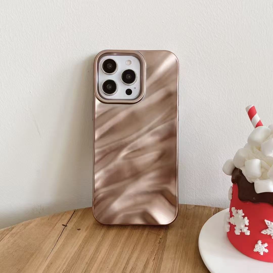 Color Wave Pleated Phone Case with Pattern for Apple Devices - color wave pleated phone case