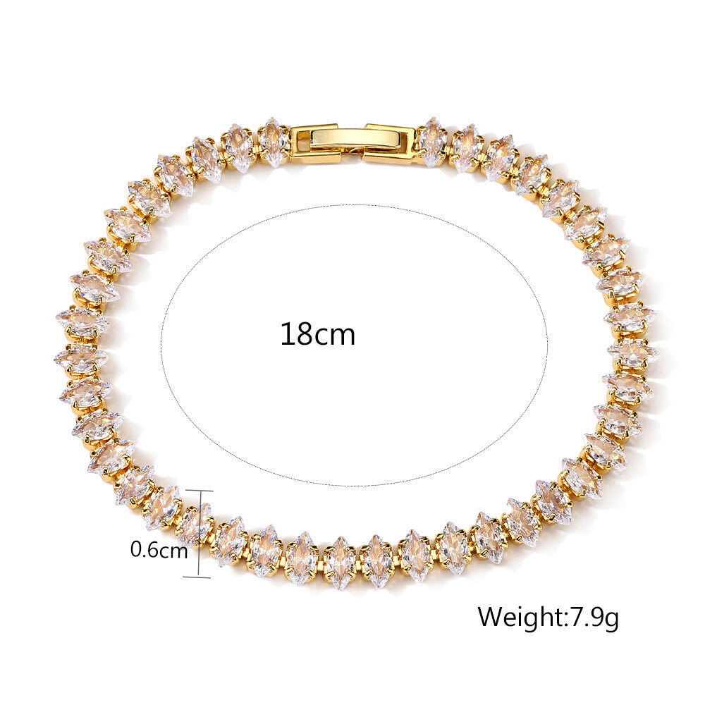 Color Zircon Bracelet Retro Horse Eye Fashion - Color Zircon Bracelet Gold Plated Retro Fashion