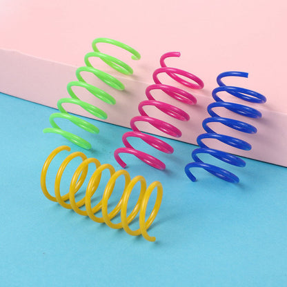 Colorful Cat Spring Toys Plastic Interactive Pet Play Pack 4 or 20 Pieces