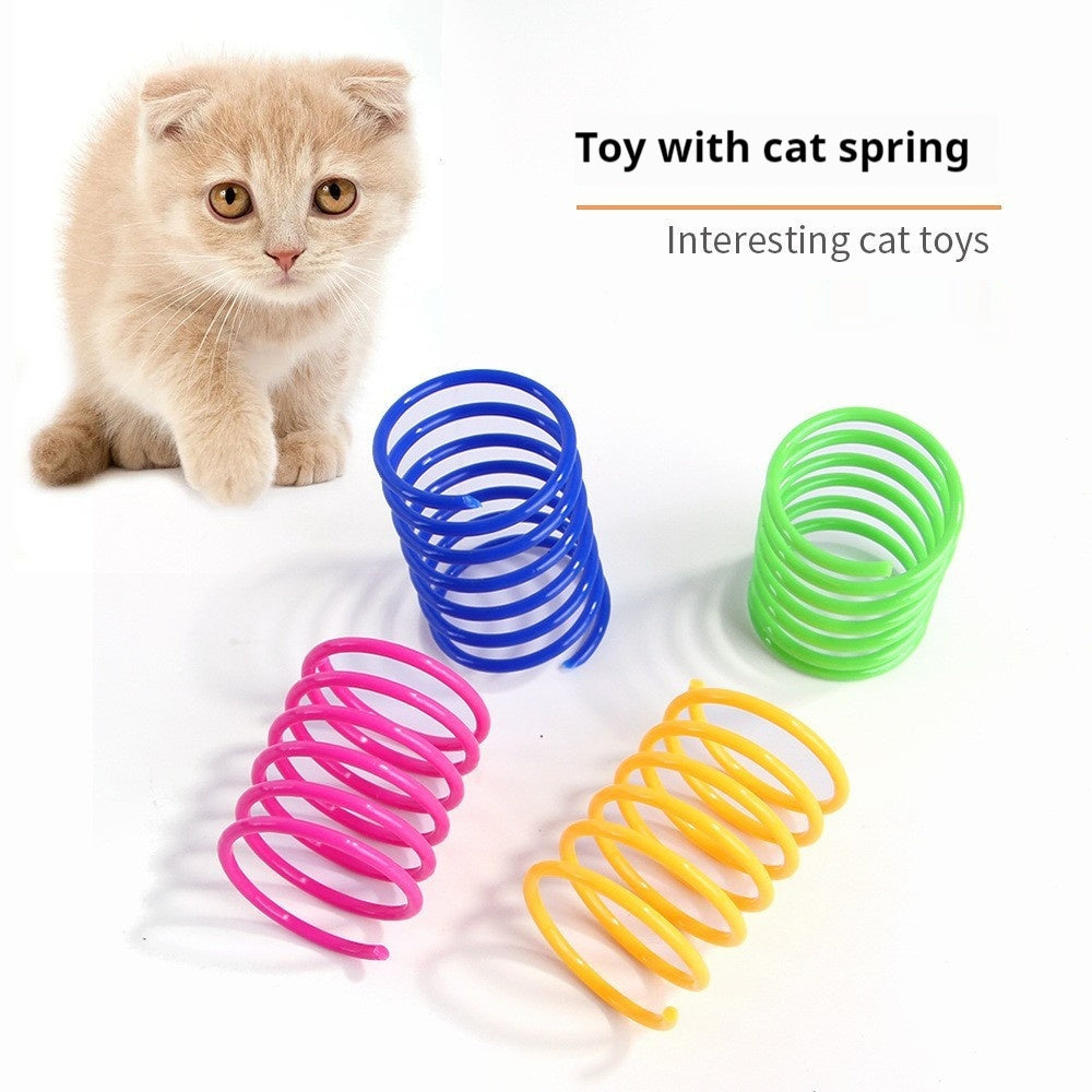 Colorful Cat Spring Toys Plastic Interactive Pet Play Pack 4 or 20 Pieces