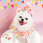 Colorful Dots Pet Dress Hat and Saliva Towel Set for Small Medium Dogs - Teleplus colorful dots