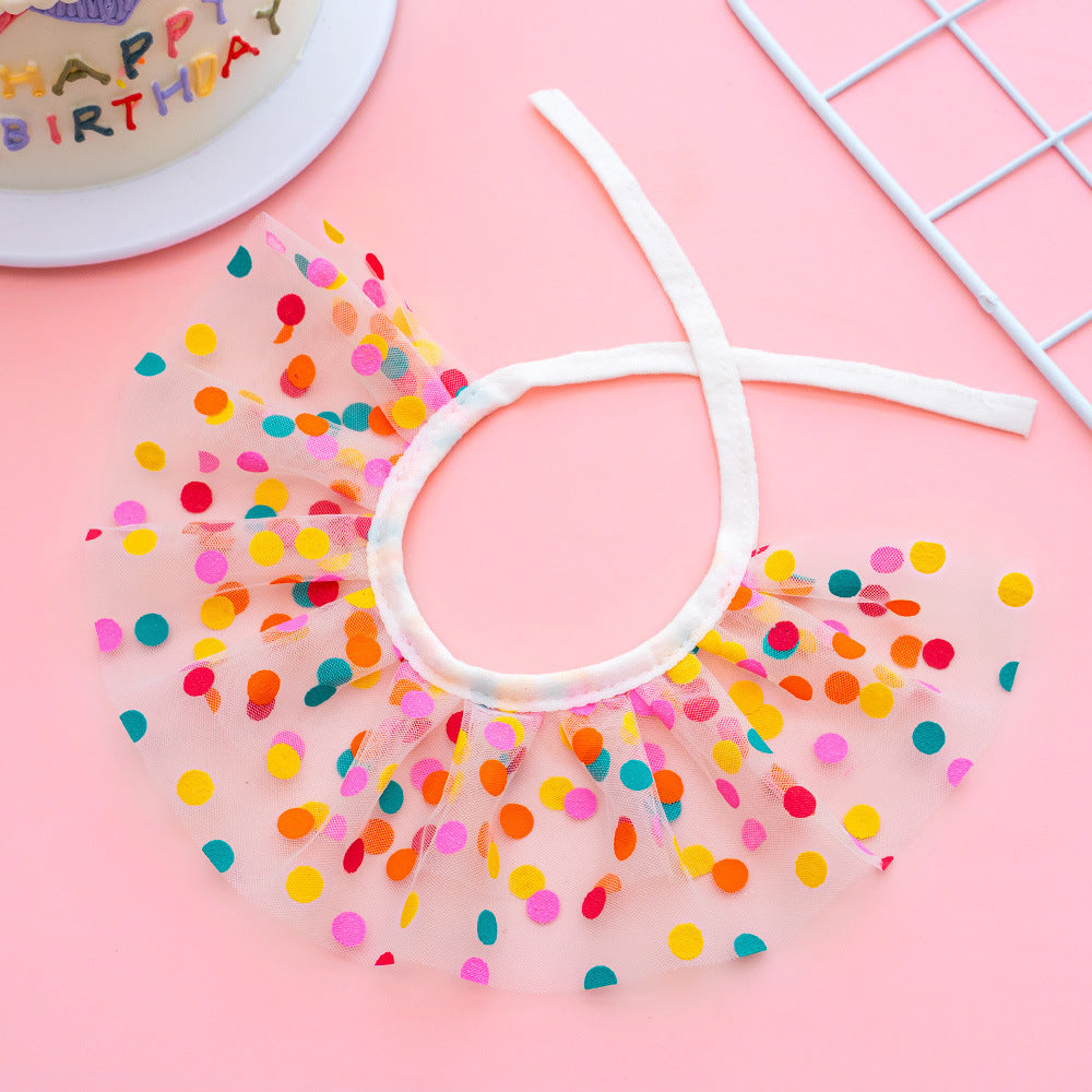 Colorful Dots Pet Dress Hat and Saliva Towel Set for Small Medium Dogs - Teleplus colorful dots