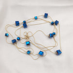 Colorful Geometric Snake Bone Chain Necklace with Square Crystal for United States - Sparkle Like a Disco Ball in Chic