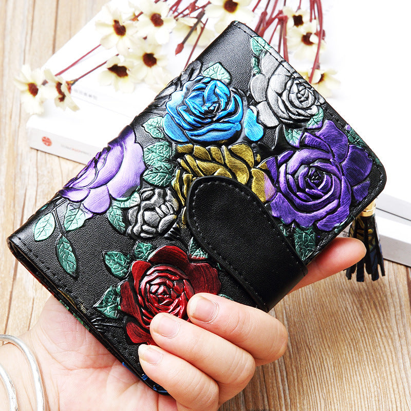 Colorful Leather Flower Lining for Bags in the United States and CHF - Chic Wallet That Blooms Like Your Style Fantasy