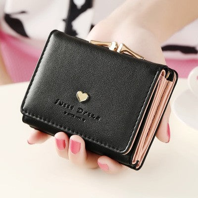 Colorful Love Black Pink Purple Light Blue Change Bit Card Bag for Women - Buckle Internal Structure Fun buckle change