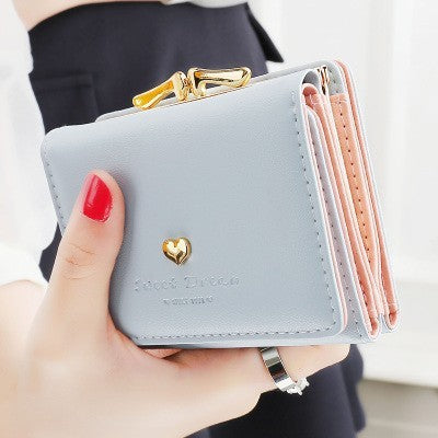 Colorful Love Black Pink Purple Light Blue Change Bit Card Bag for Women - Buckle Internal Structure Fun buckle change