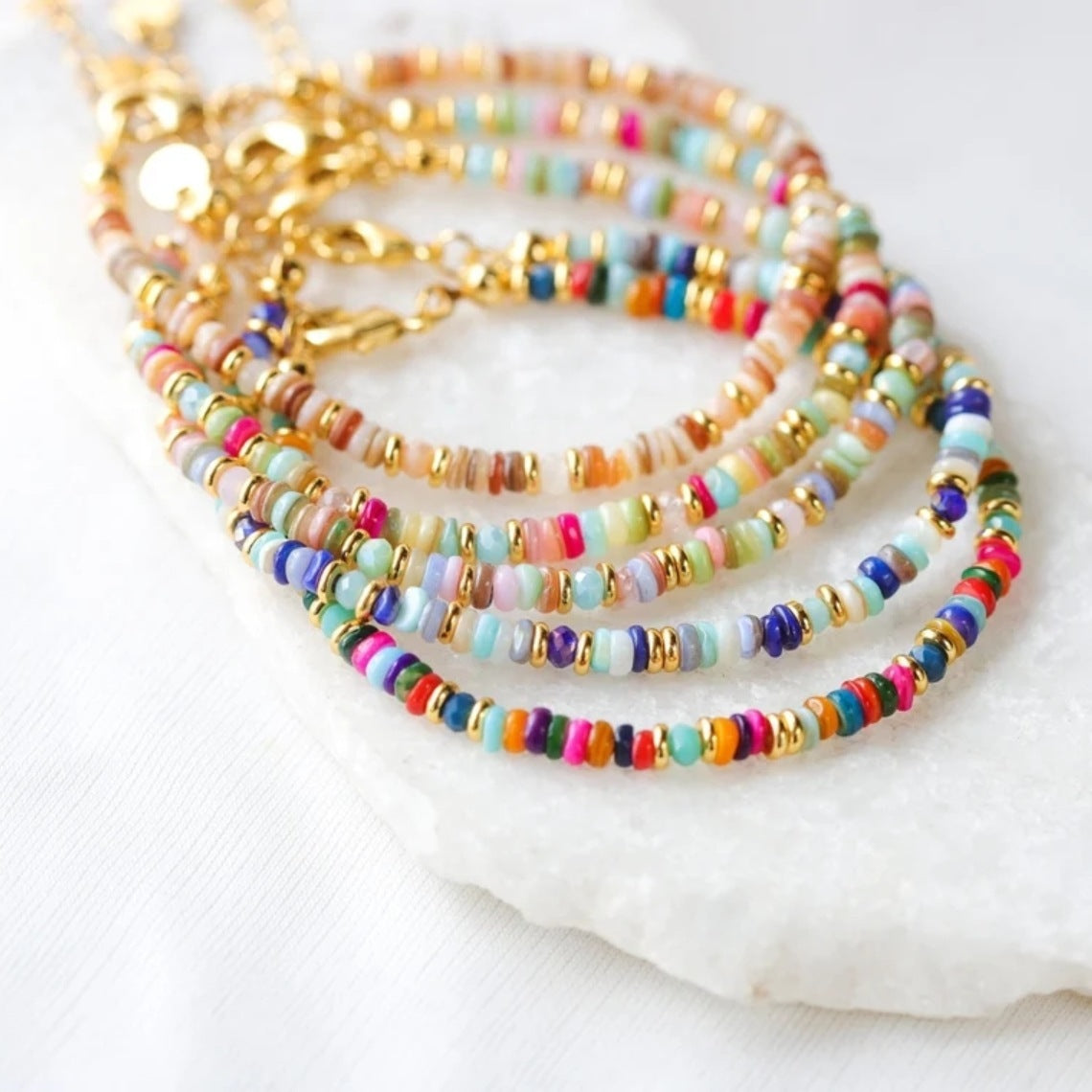 Colorful Natural Shell Hand-woven Beads Retro Twin - Colorful Natural Shell Hand-woven Beads Bracelet