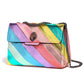 Colorful Pink PU Chain Shoulder Messenger Bag with Zipper Compartments - Teleplus stitching chain shoulder messenger bag