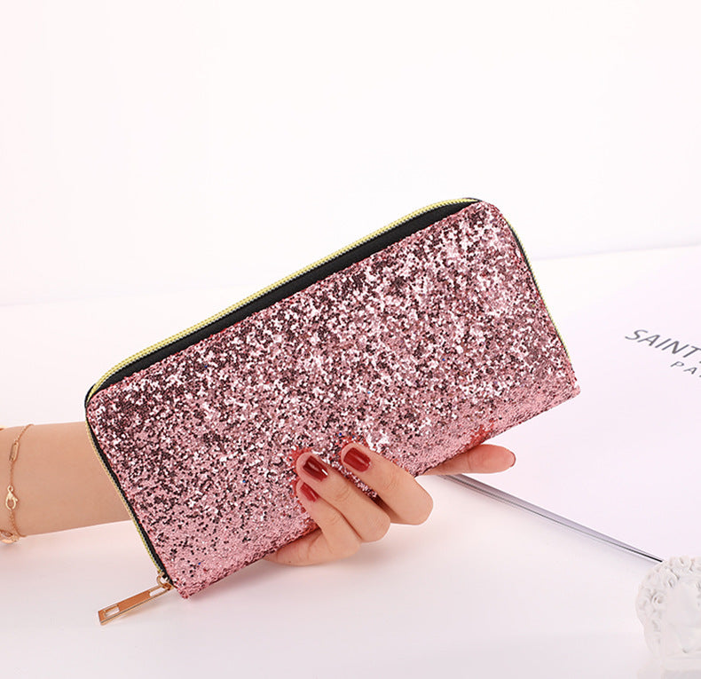 Colorful Sequins Zipper Suitcase with Leather Finish for Students in the United States - Student Wallet: Stylishly