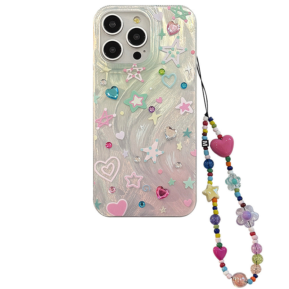 Colorful Star Dopamine Crystal Sticker for Phone and Apple Fall Protection - Teleplus colorful star dopamine chain phone