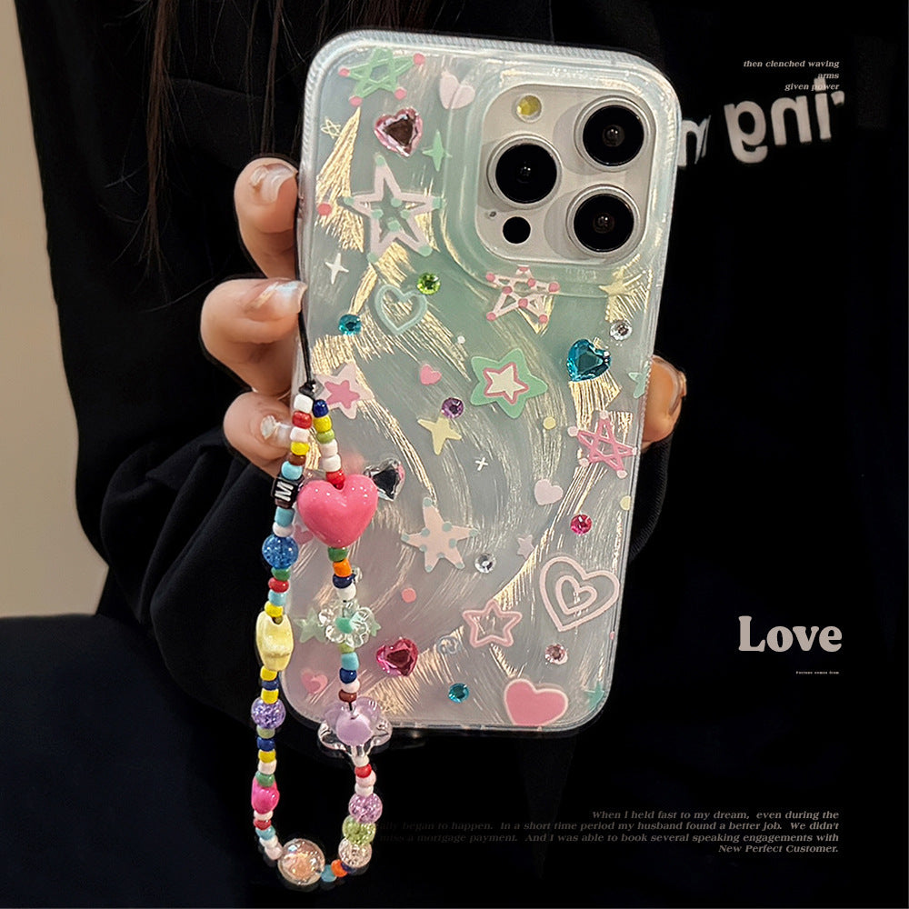 Colorful Star Dopamine Crystal Sticker for Phone and Apple Fall Protection - Teleplus colorful star dopamine chain phone