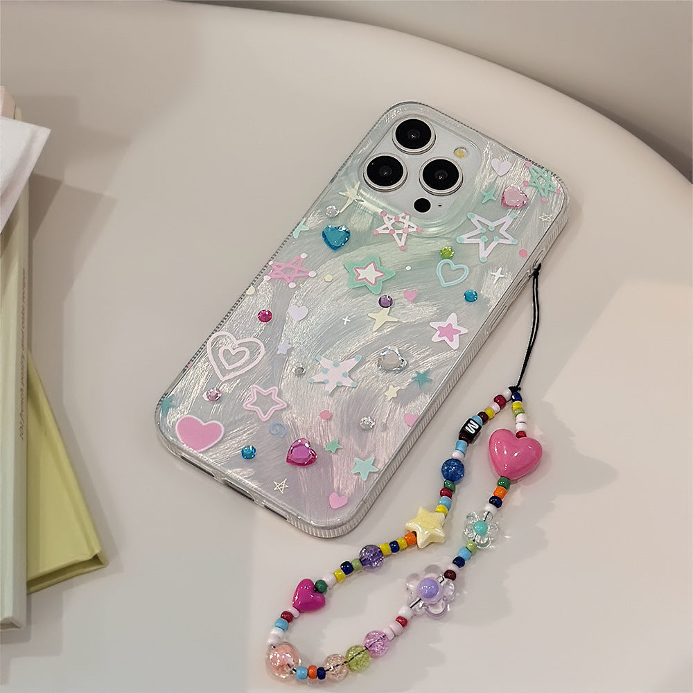 Colorful Star Dopamine Crystal Sticker for Phone and Apple Fall Protection - Teleplus colorful star dopamine chain phone