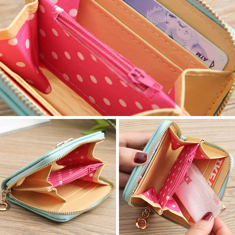 Colorful Zipper Short Coin Purse Made of Wear-Resistant PU Leather - for Your Quirky Cash Needs zipper short coin purse