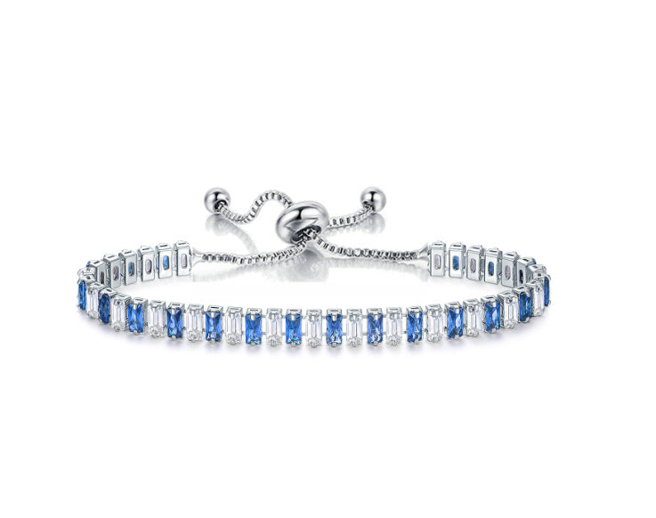 Colorful Zircon Tennis Pull Bracelet Fashion Single Row Diamond Wristband Bracelet - Colorful Zircon Tennis Pull