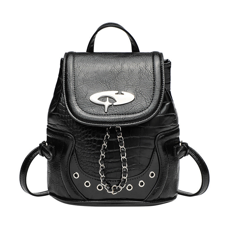 Commuter Chain Backpack Stylish Large Solid Color PU Suitcase Bag - Teleplus commuter chain backpack