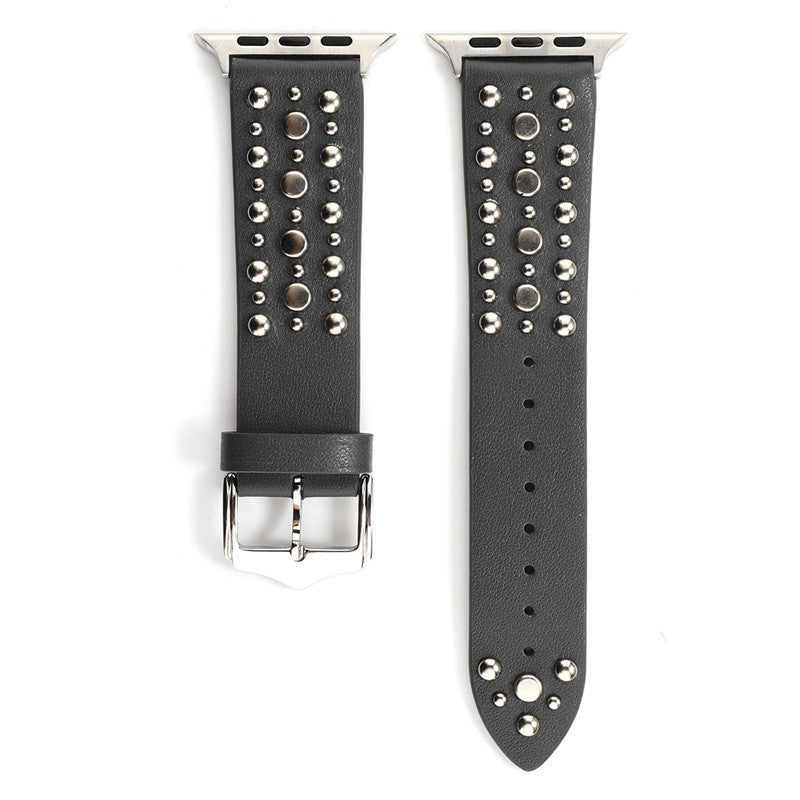 Rivet Leather Strap for iPhone Compatible with Non-Apple Models - Punk Apple Watch rivet leather strap