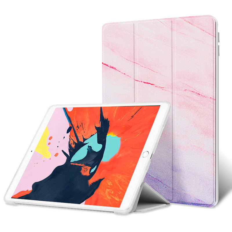 Compatible with Apple Applicable Ipad10.2 Air2 Flat Protective Cover 9.7pro11 10.5 Silicone Tri-fold Mini4 - Marble