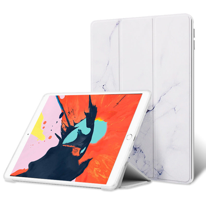 Compatible with Apple Applicable Ipad10.2 Air2 Flat Protective Cover 9.7pro11 10.5 Silicone Tri-fold Mini4 - Marble