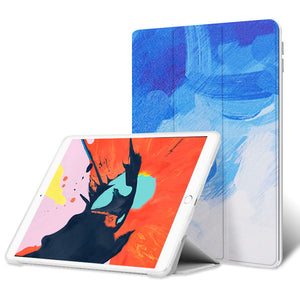 Compatible with Apple Applicable Ipad10.2 Air2 Flat Protective Cover 9.7pro11 10.5 Silicone Tri-fold Mini4 - Marble