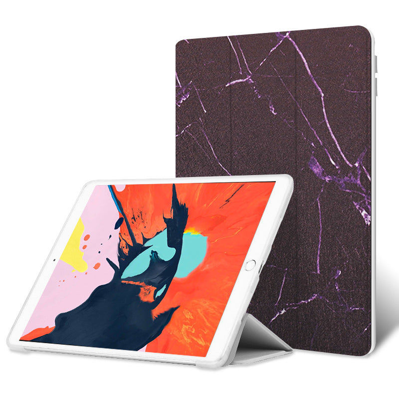 Compatible with Apple Applicable Ipad10.2 Air2 Flat Protective Cover 9.7pro11 10.5 Silicone Tri-fold Mini4 - Marble