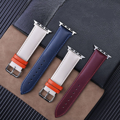 Compatible with Apple First Layer Leather Strap Iwatch Pin Buckle Leather Strap Apple Leather Strap - Compatible