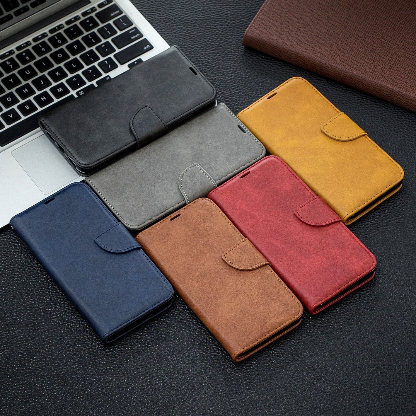 Fashion PU Leather Flip Phone Case for iPhone Models in Solid Colors - Compatible Apple Devices flip phone case