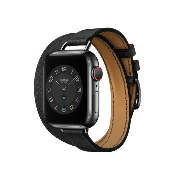 Compatible with Apple Leather Strap Slimming Double Circle Simple Apple Strap - Compatible Leather Strap in Mexican