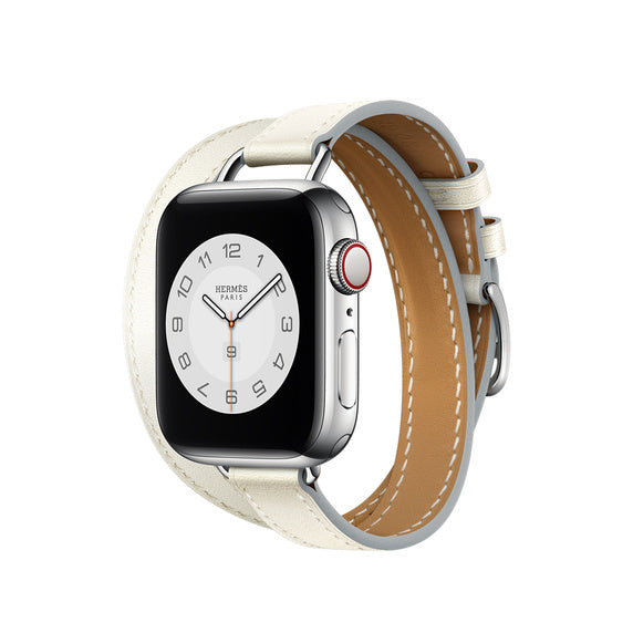 Compatible with Apple Leather Strap Slimming Double Circle Simple Apple Strap - Compatible Leather Strap in Mexican